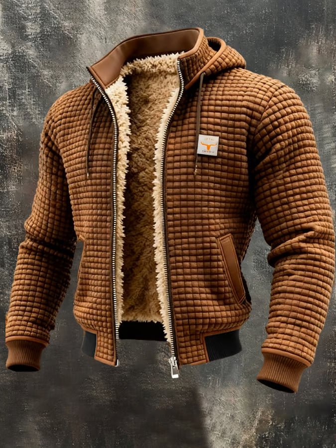 Men's Sherpa-Lined Hooded Knit Jacket