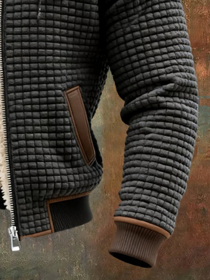 Men's Sherpa-Lined Hooded Knit Jacket