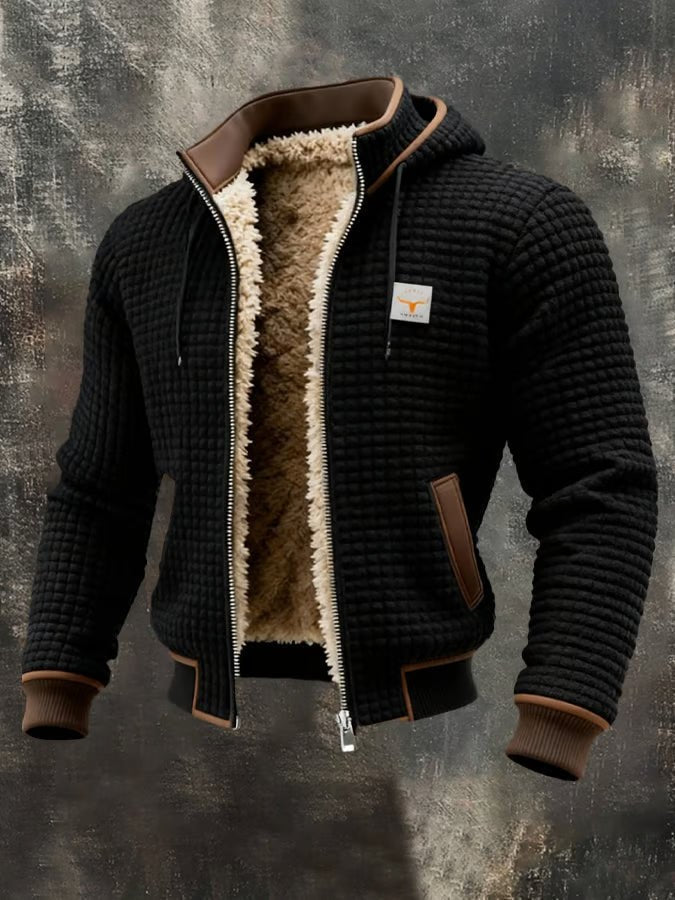 Men's Sherpa-Lined Hooded Knit Jacket
