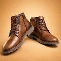 Men's Lace-Up Block Heel Ankle Boots