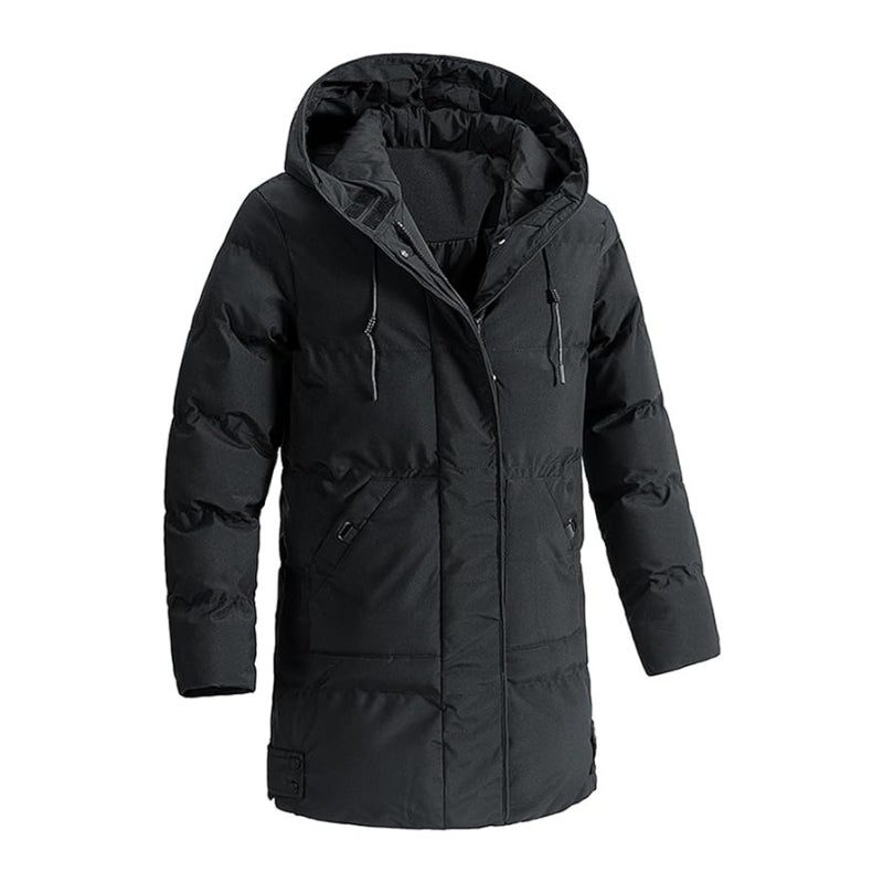 Men's Long Hooded Quilted Puffer Coat