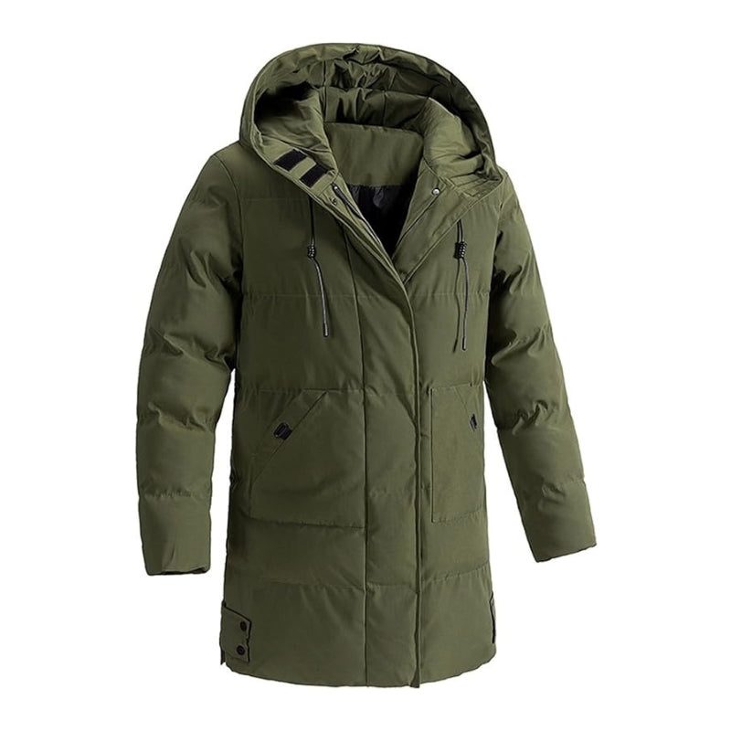 Men's Long Hooded Quilted Puffer Coat