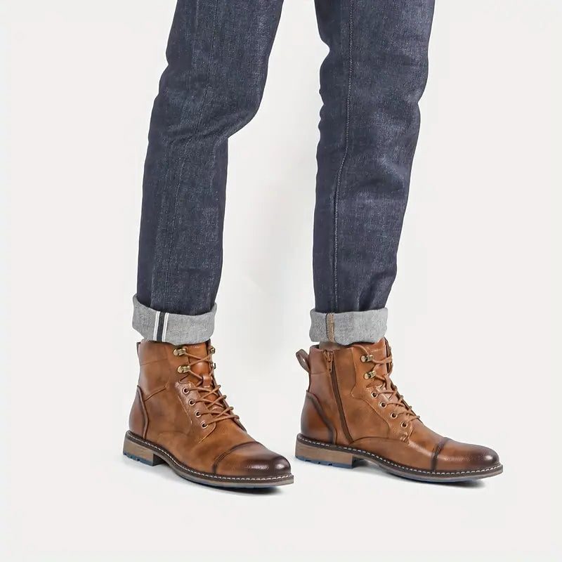 Men's Leather Lace-Up Ankle Boots