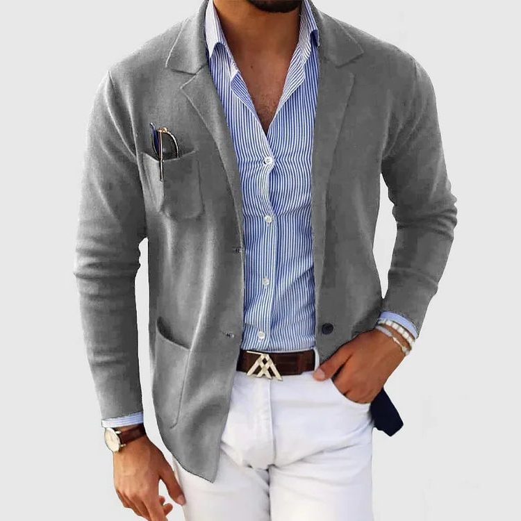 Men's Lapel Collar Knit Cardigan