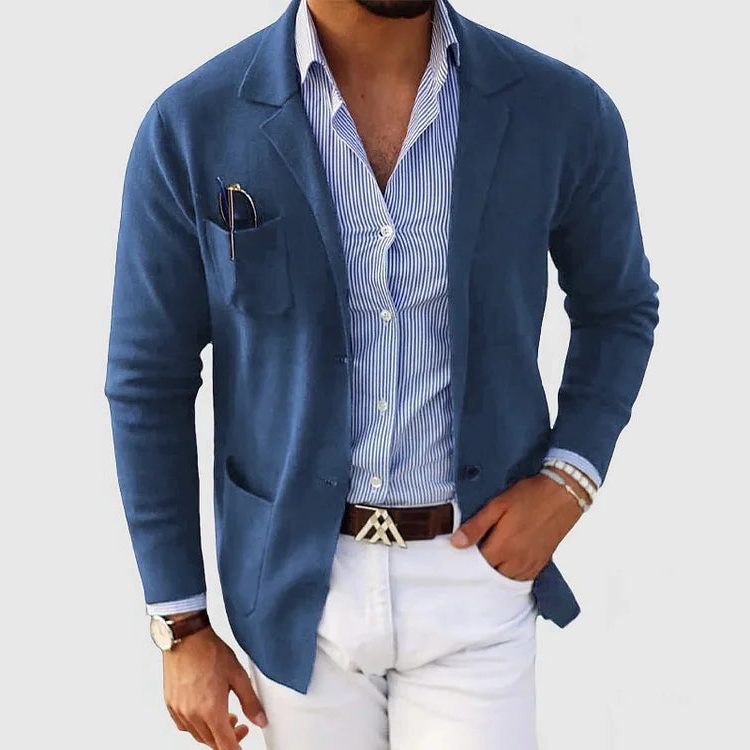 Men's Lapel Collar Knit Cardigan