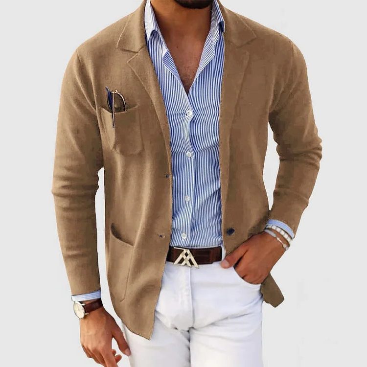 Men's Lapel Collar Knit Cardigan
