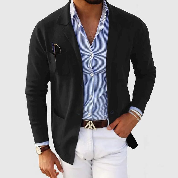 Men's Lapel Collar Knit Cardigan
