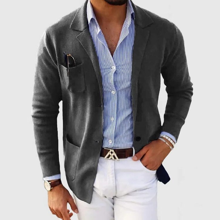 Men's Lapel Collar Knit Cardigan