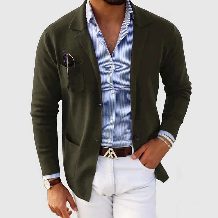 Men's Lapel Collar Knit Cardigan