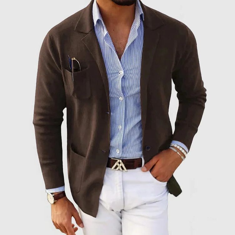Men's Lapel Collar Knit Cardigan