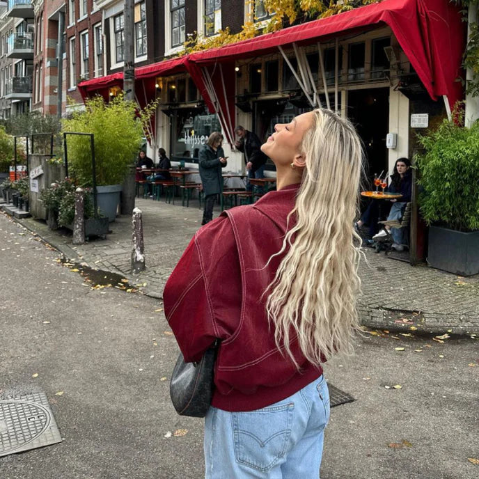 Women's Oversized Contrast Stitch Jacket