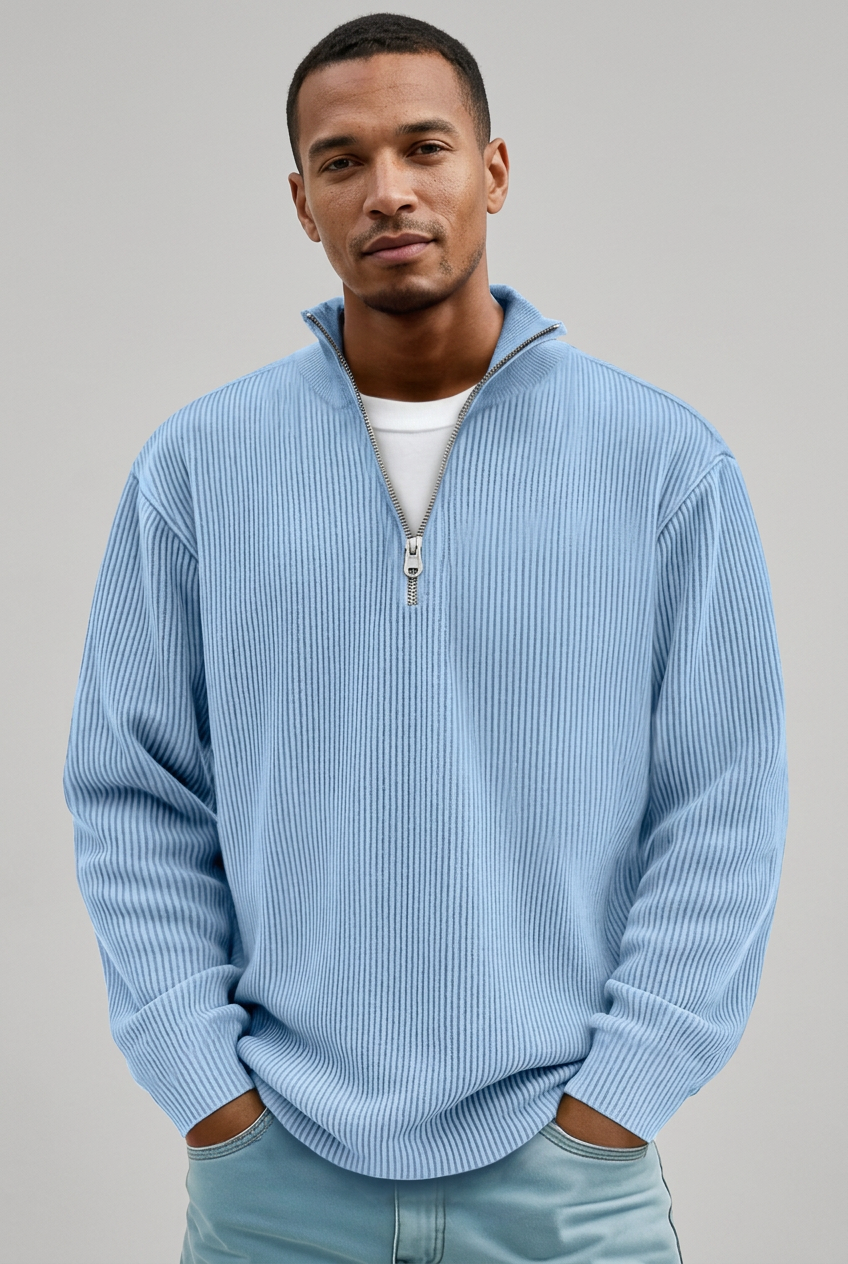 Men's Ribbed Knit Half-Zip Sweater