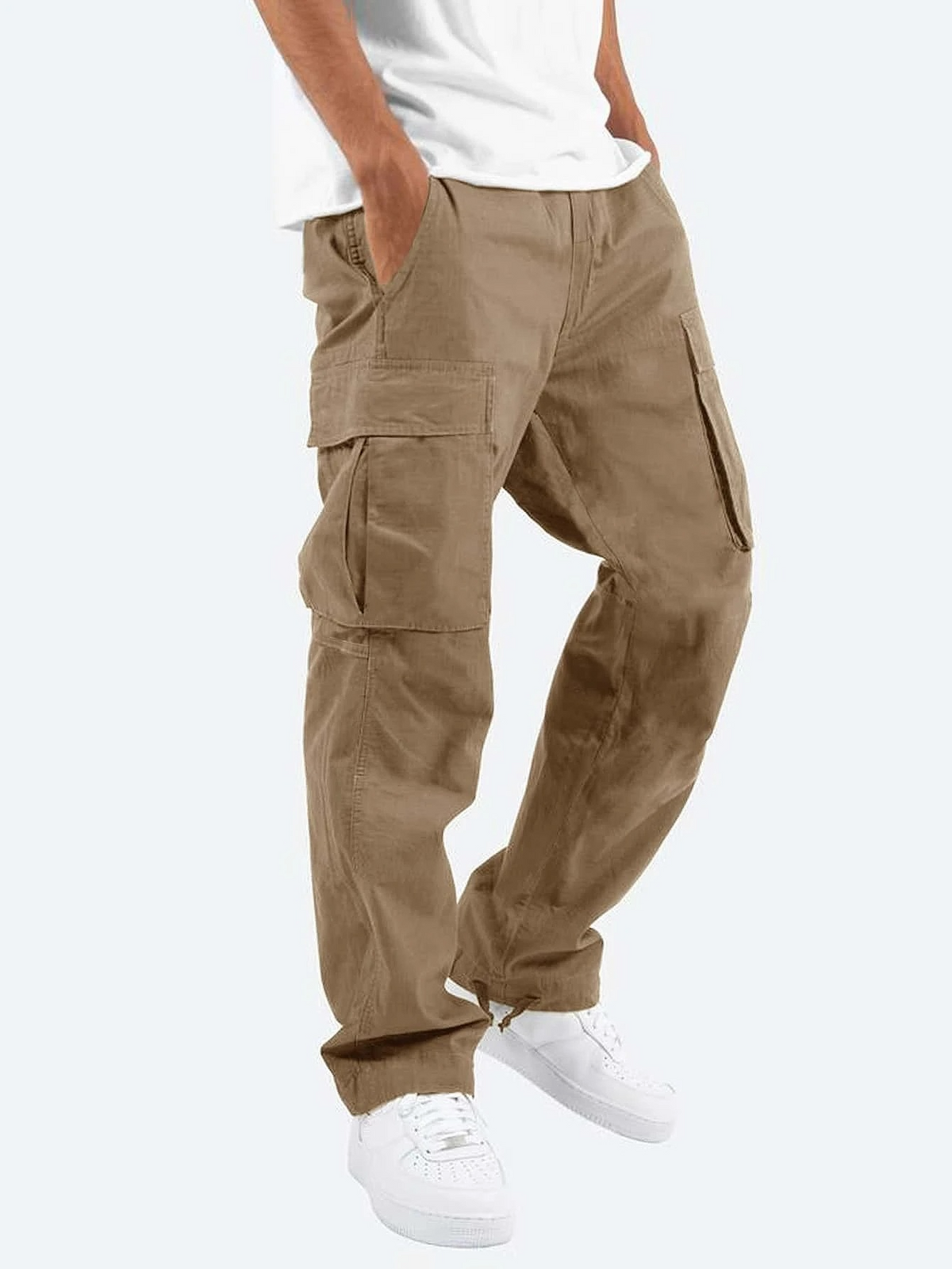 Men's Relaxed-Fit Cargo Pants with Drawstring Cuffs