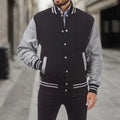 Men's Two-Tone Snap-Front Varsity Bomber Jacket