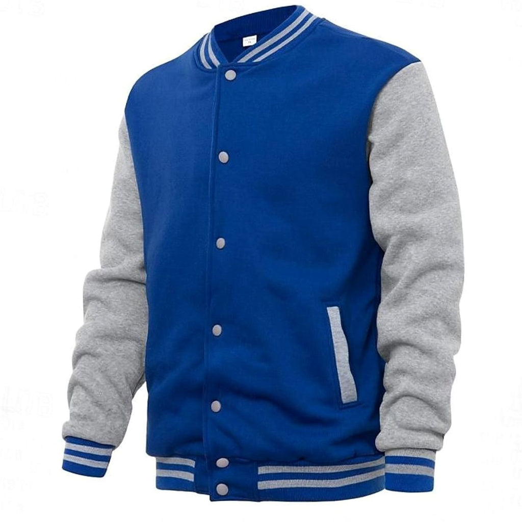 Men's Two-Tone Snap-Front Varsity Bomber Jacket