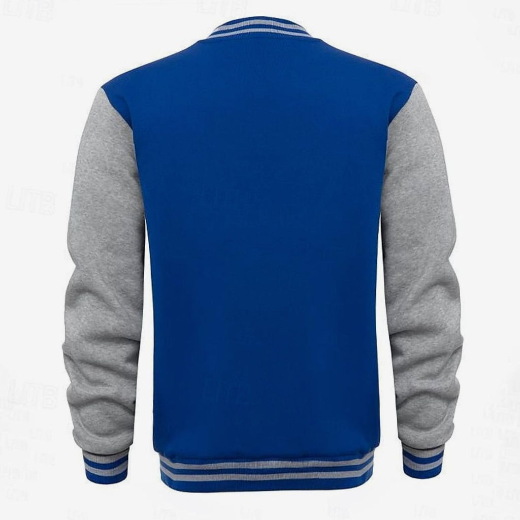 Men's Two-Tone Snap-Front Varsity Bomber Jacket