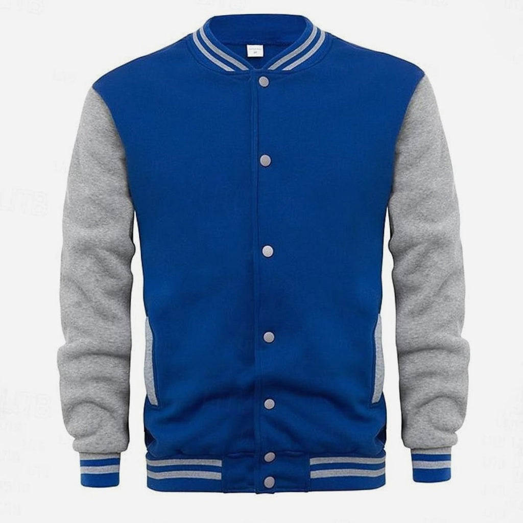 Men's Two-Tone Snap-Front Varsity Bomber Jacket