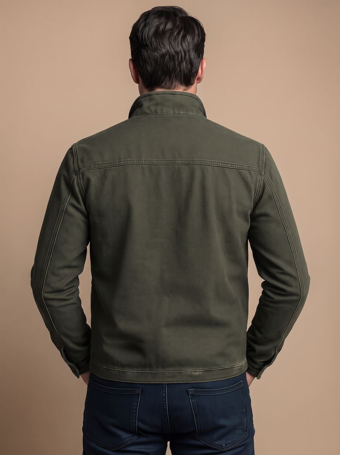 Men's Stand-Collar Zip-Up Utility Jacket