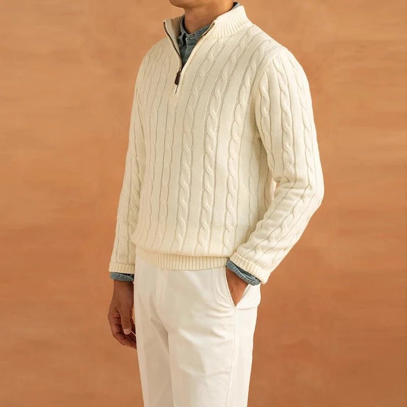 Men's Regular Fit Half-Zip Cable Knit Sweater