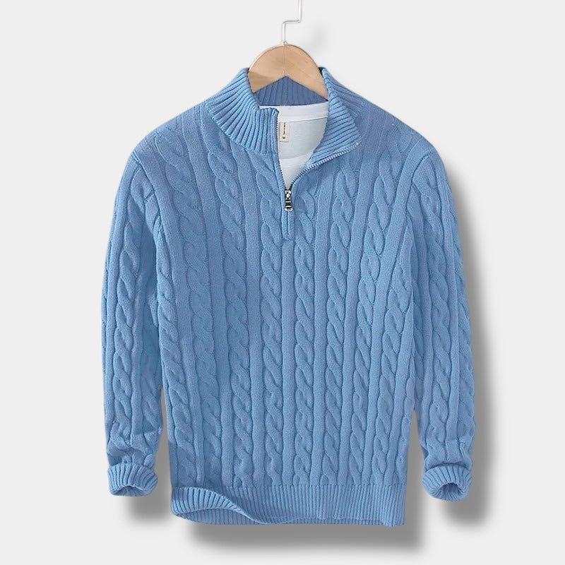 Men's Regular Fit Half-Zip Cable Knit Sweater