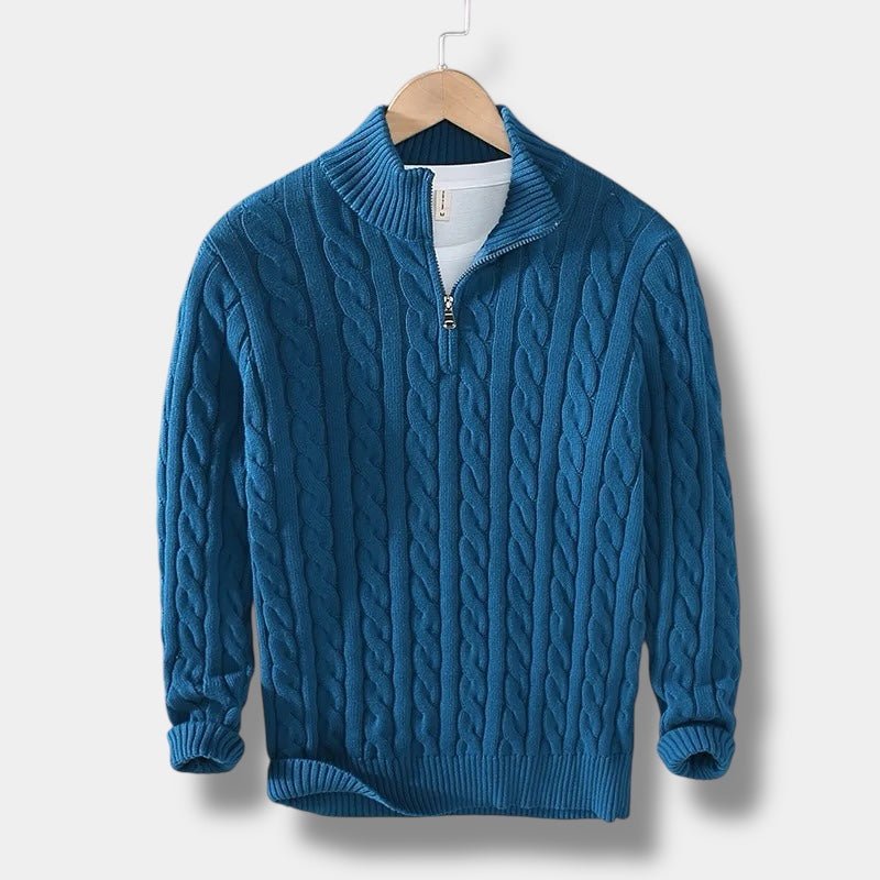 Men's Regular Fit Half-Zip Cable Knit Sweater