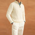 Men's Regular Fit Half-Zip Cable Knit Sweater