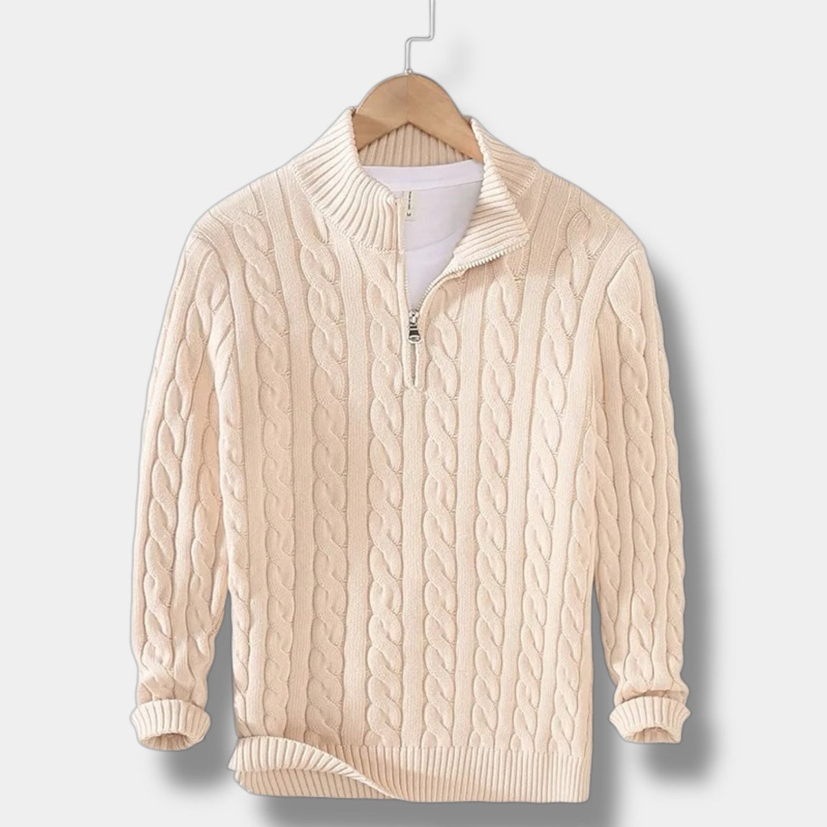 Men's Regular Fit Half-Zip Cable Knit Sweater