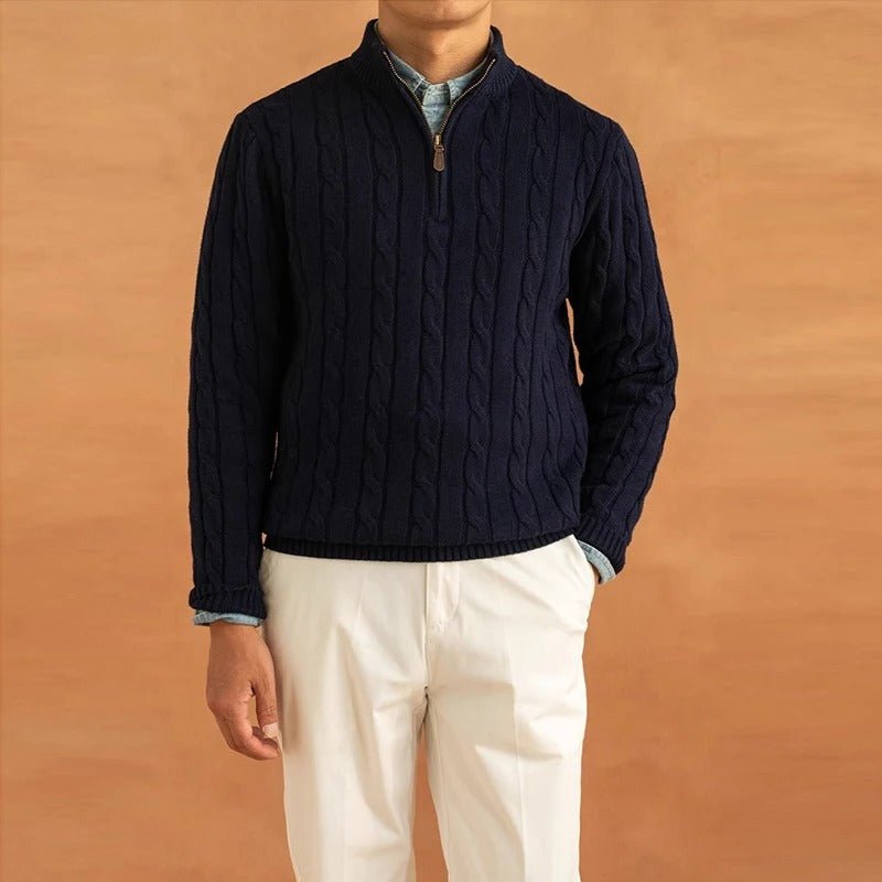 Men's Regular Fit Half-Zip Cable Knit Sweater