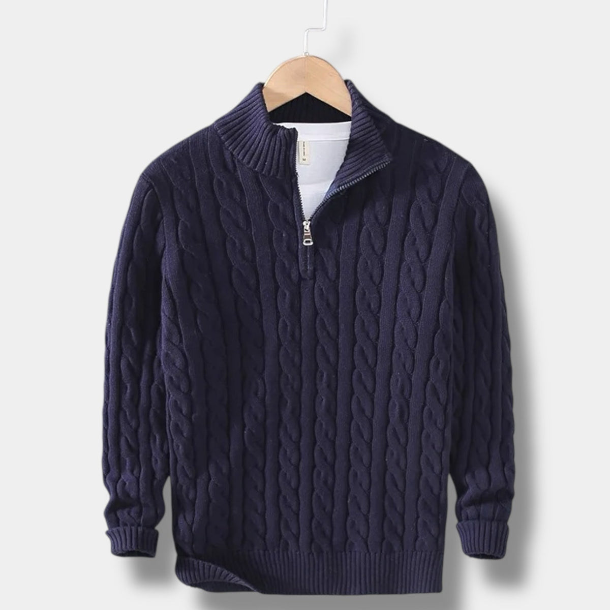 Men's Regular Fit Half-Zip Cable Knit Sweater
