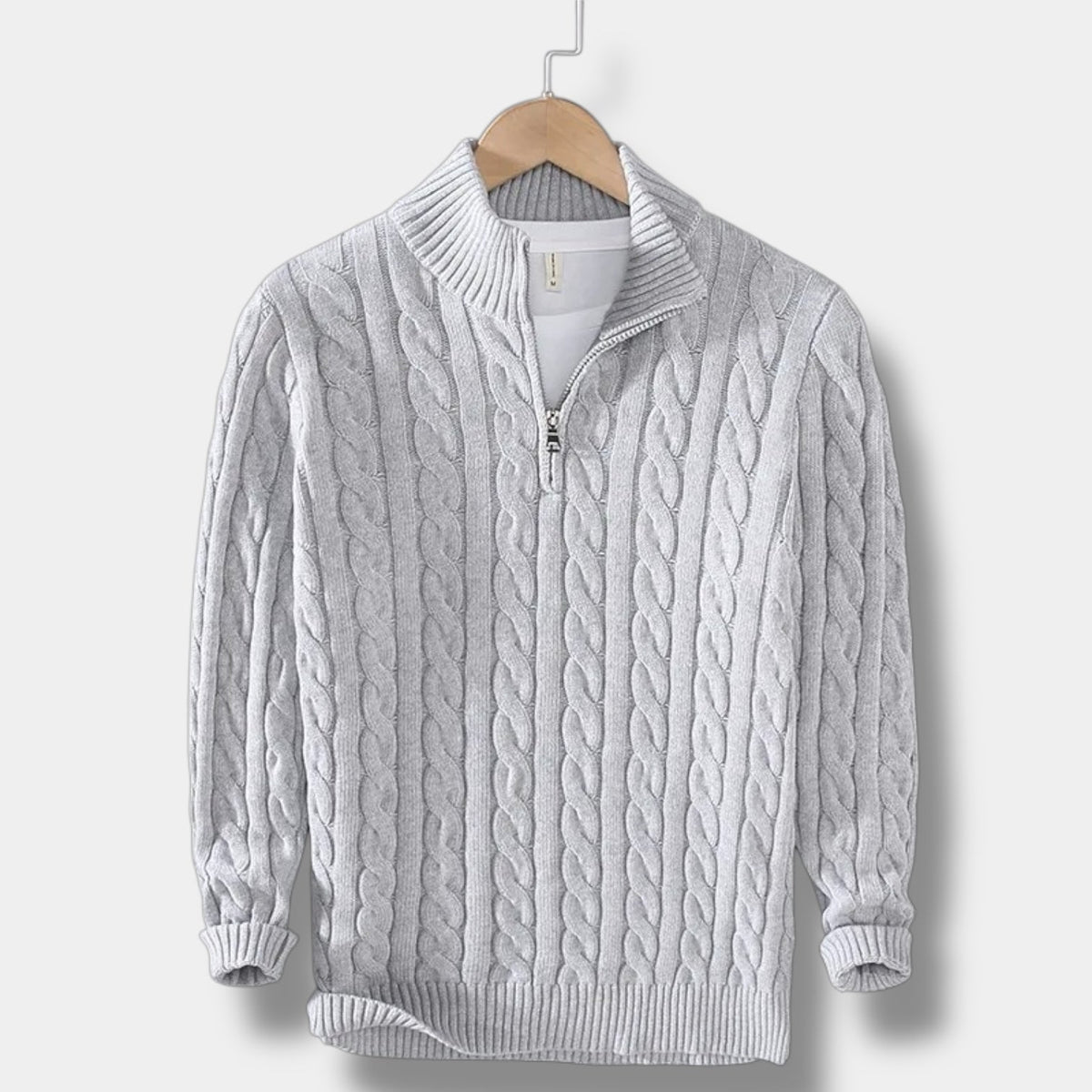 Men's Regular Fit Half-Zip Cable Knit Sweater