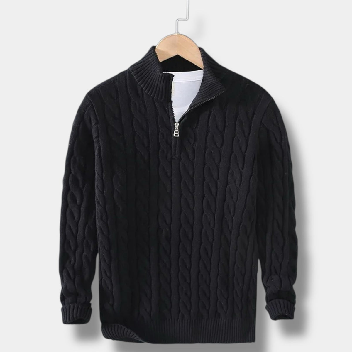 Men's Regular Fit Half-Zip Cable Knit Sweater