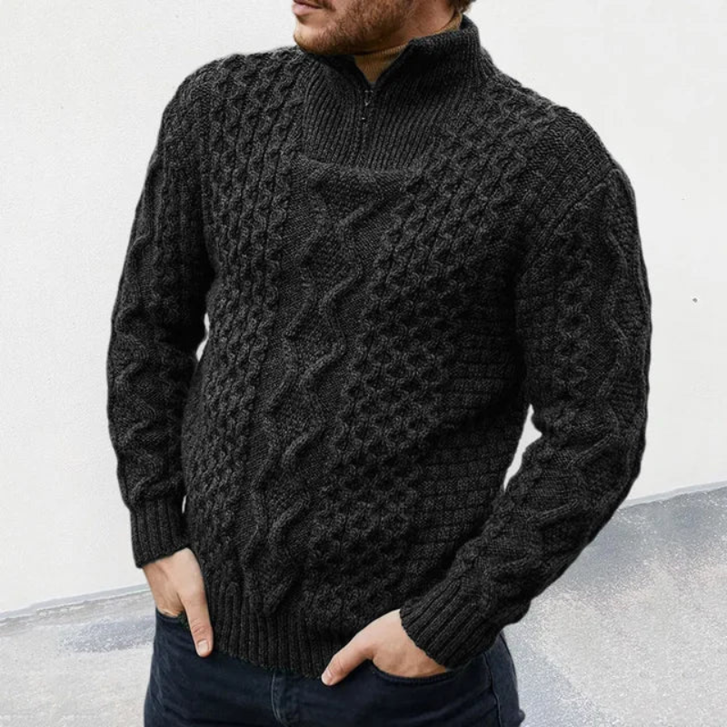 Men's Cable Knit Quarter-Zip Sweater