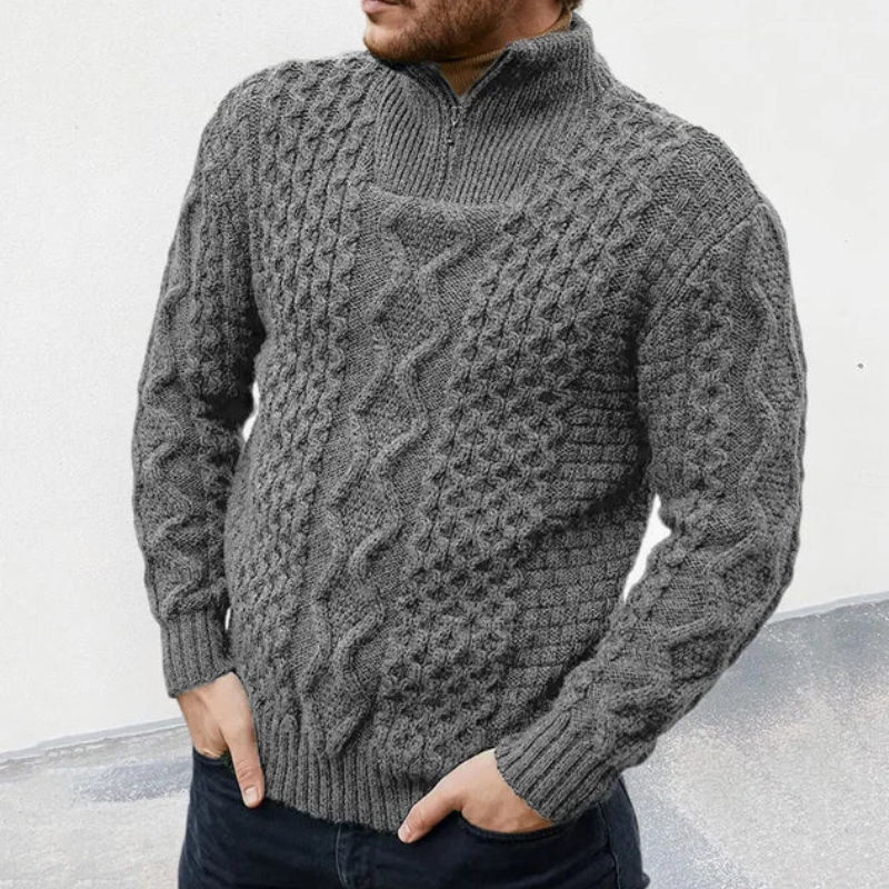 Men's Cable Knit Quarter-Zip Sweater