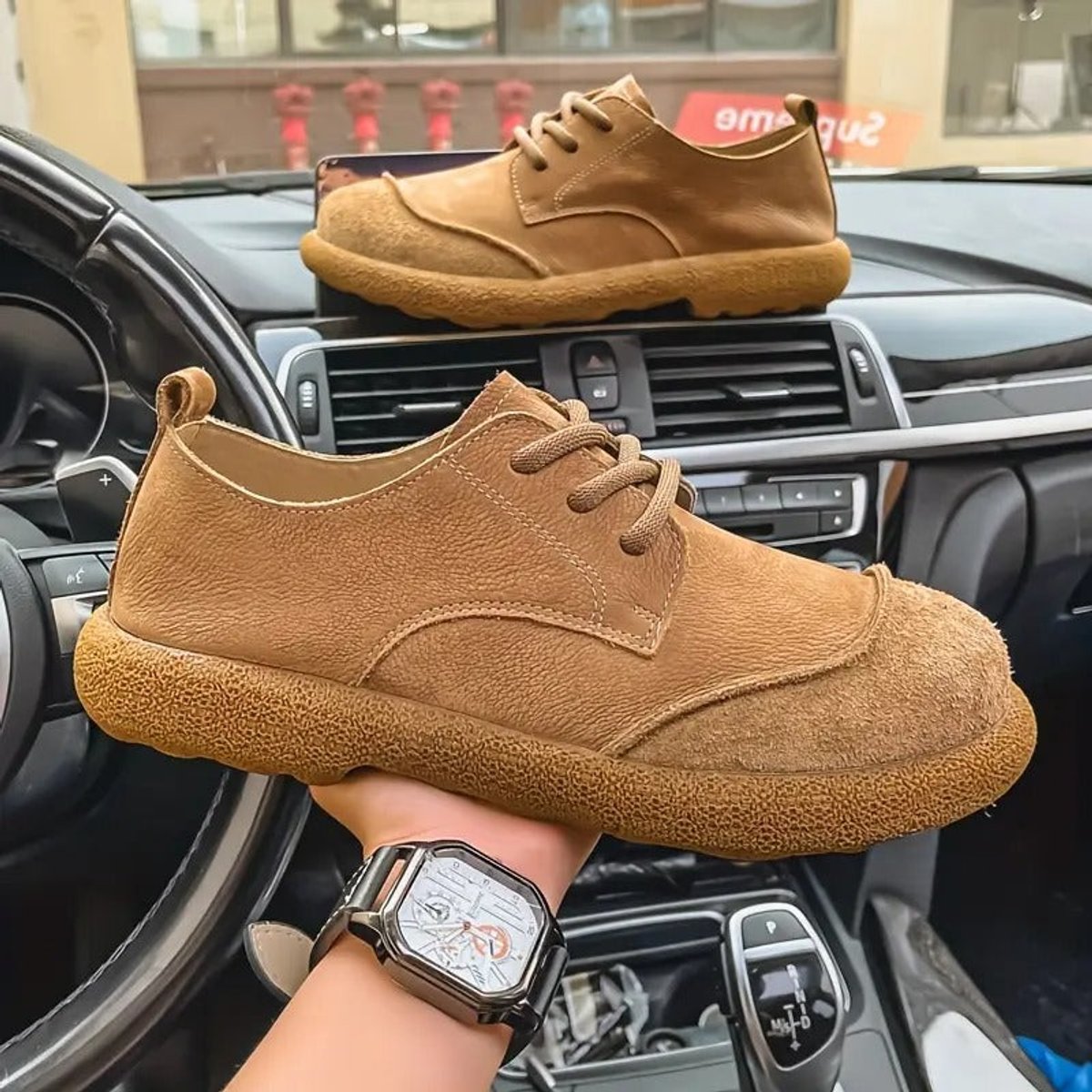 Men's Wide-Toe Lace-Up Casual Walking Shoes