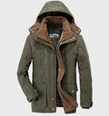 Men's Padded Winter Jacket with Detachable Hood and Pockets