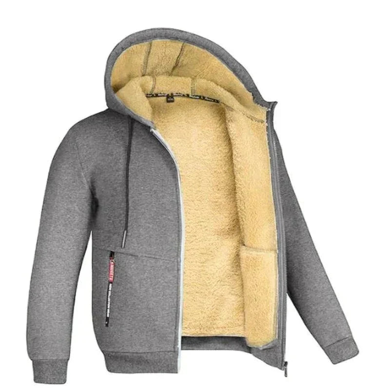 Men's Sherpa-Lined Hooded Zip-Up Jacket