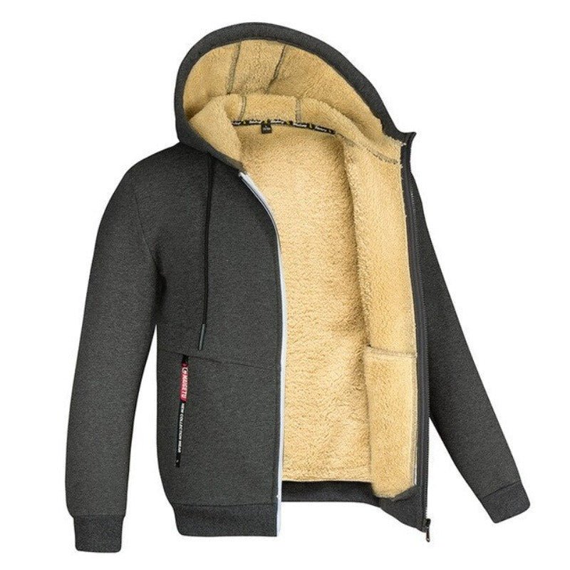 Men's Sherpa-Lined Hooded Zip-Up Jacket