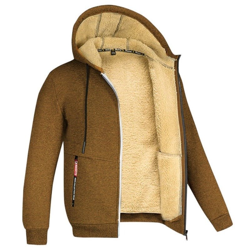 Men's Sherpa-Lined Hooded Zip-Up Jacket