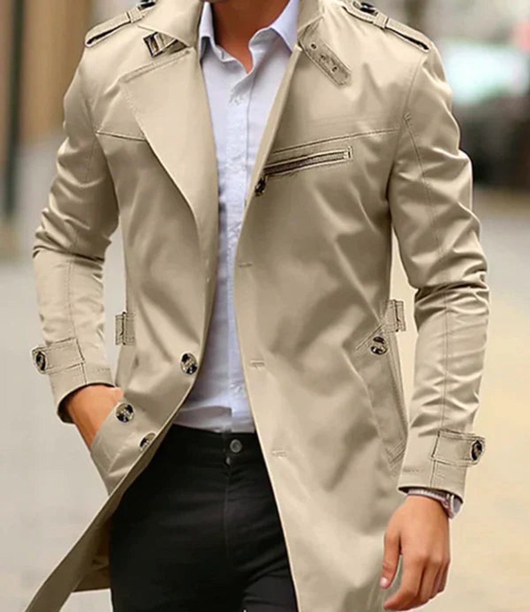 Men's Slim-Fit Mid-Length Trench Coat