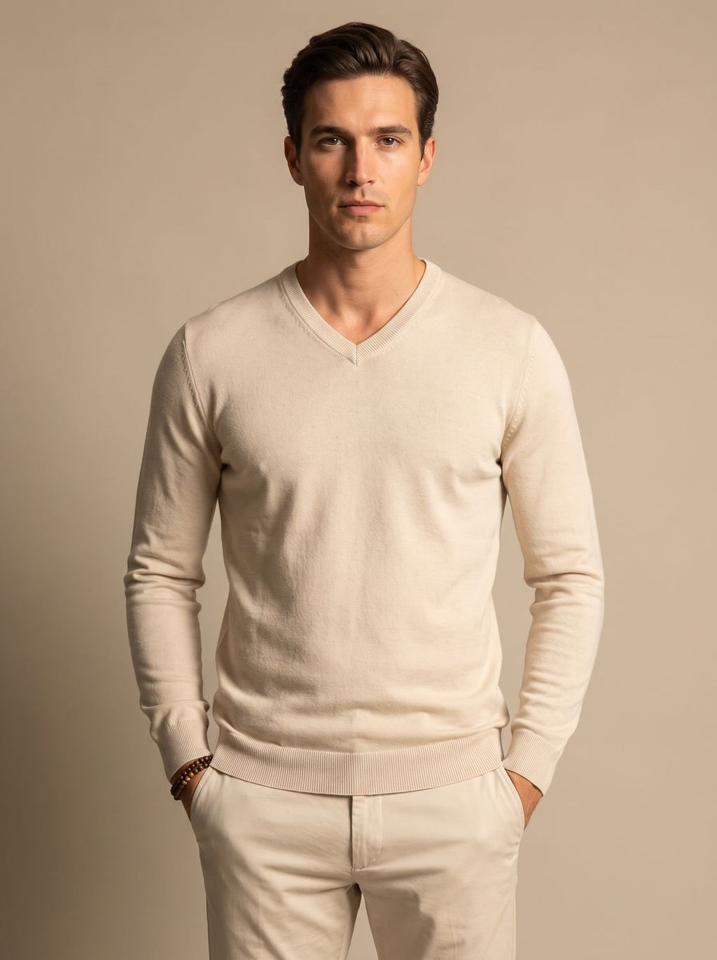 Men's Slim-Fit V-Neck Fine-Knit Sweater