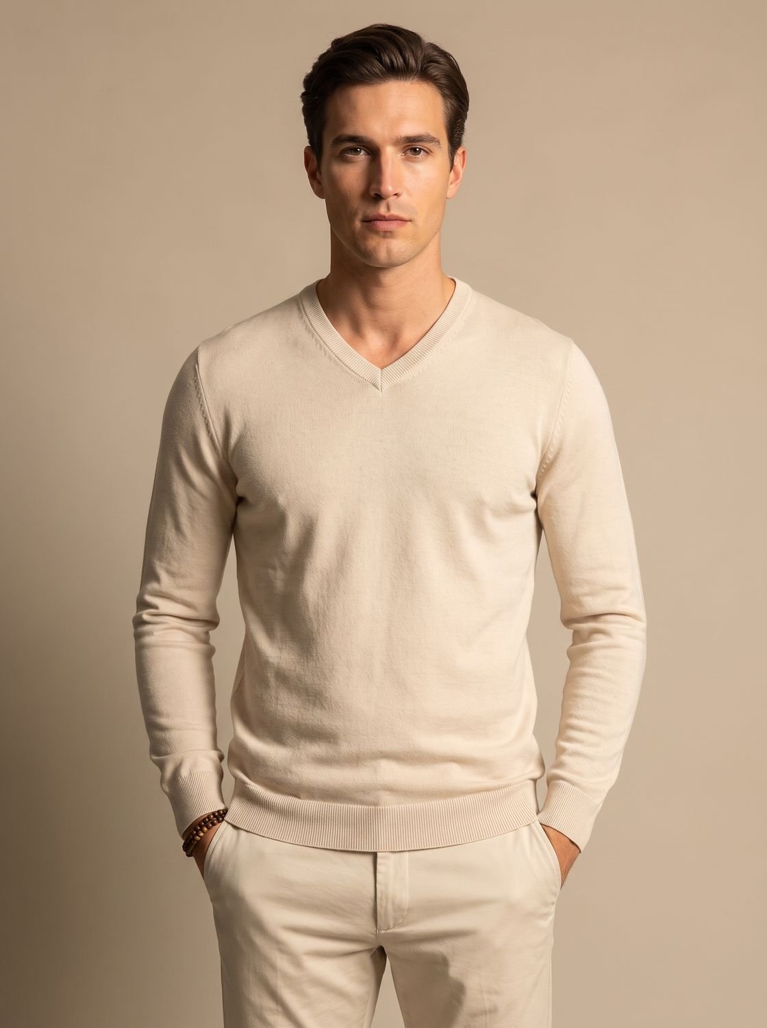 Men's Slim-Fit V-Neck Fine-Knit Sweater