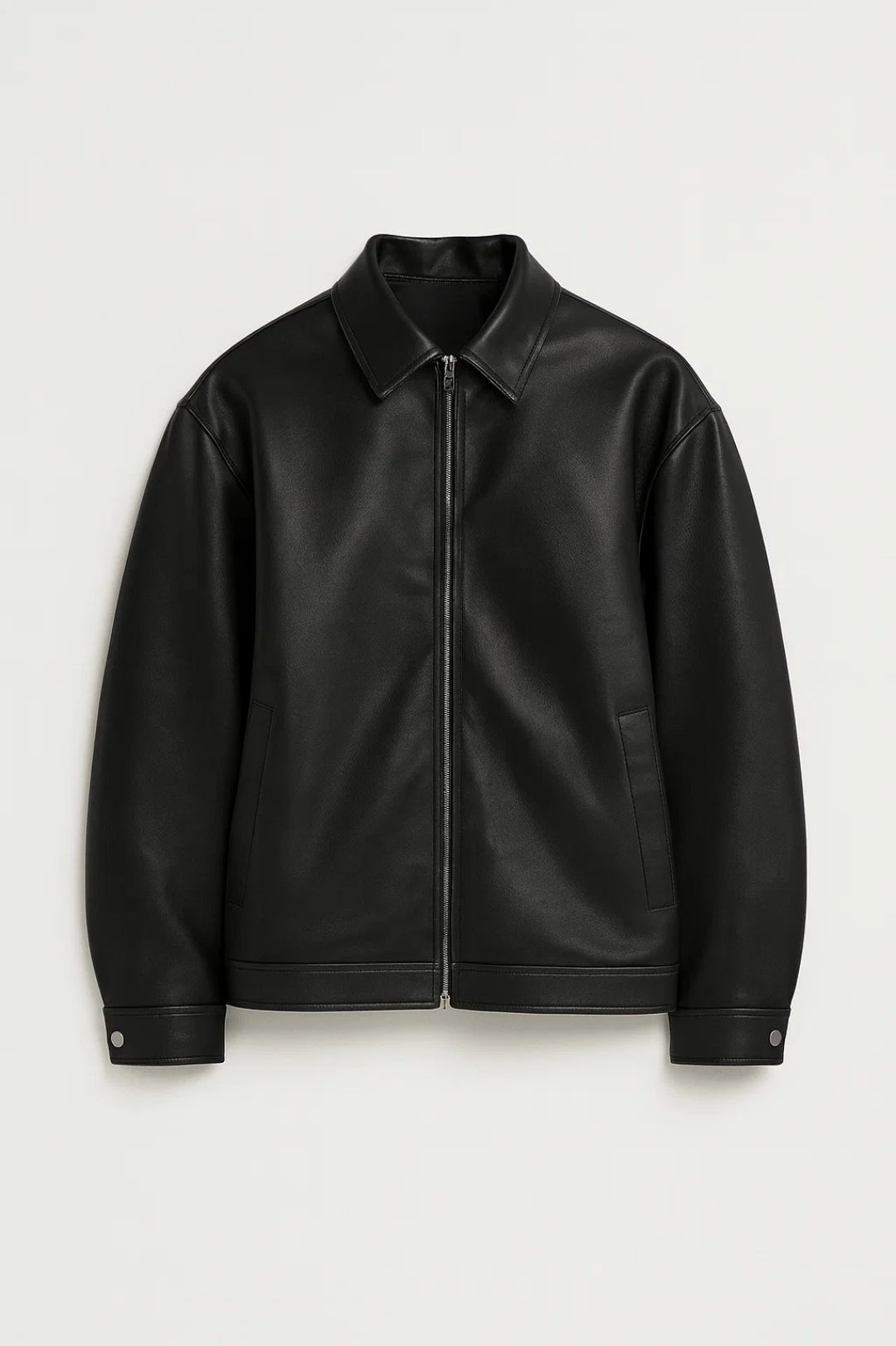 Men's Faux Leather Zip-Up Jacket