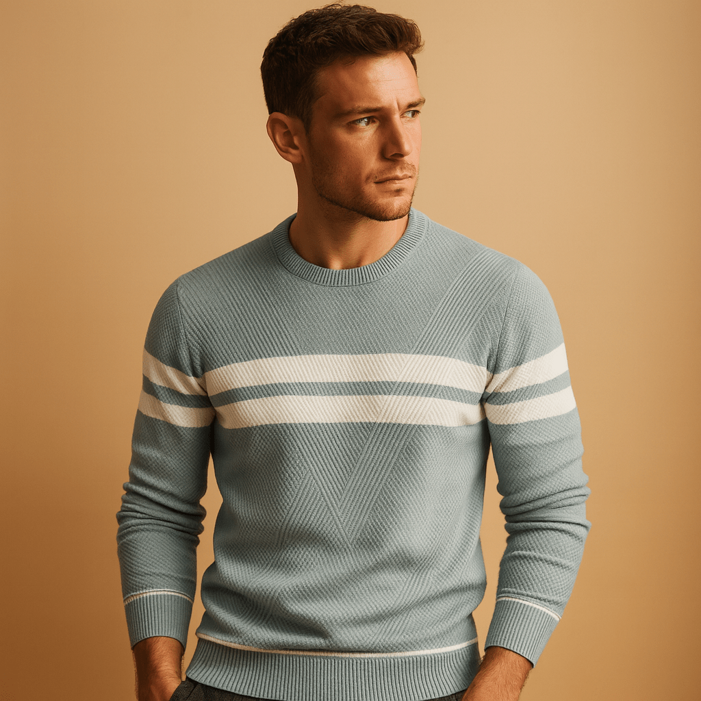 Men's Striped Crewneck Knit Sweater