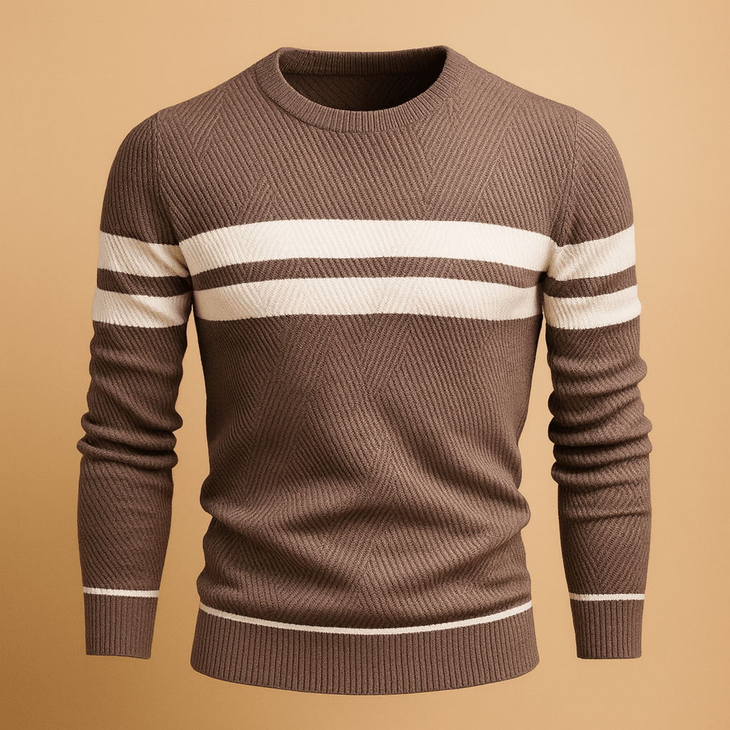 Men's Striped Crewneck Knit Sweater