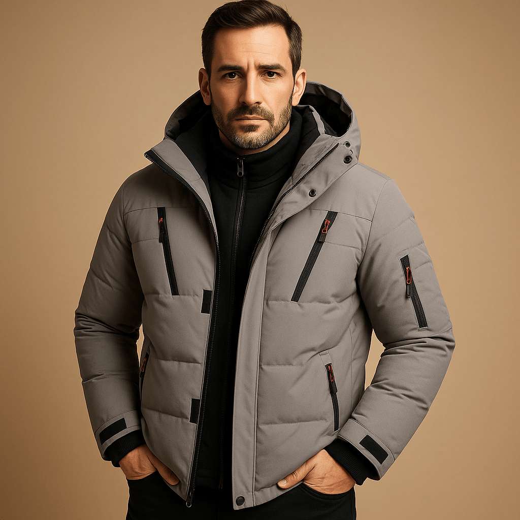 Men's Regular Fit Water-Resistant Winter Jacket with Hood