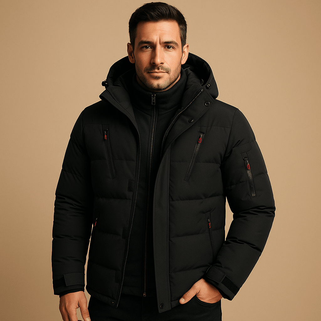 Men's Regular Fit Water-Resistant Winter Jacket with Hood