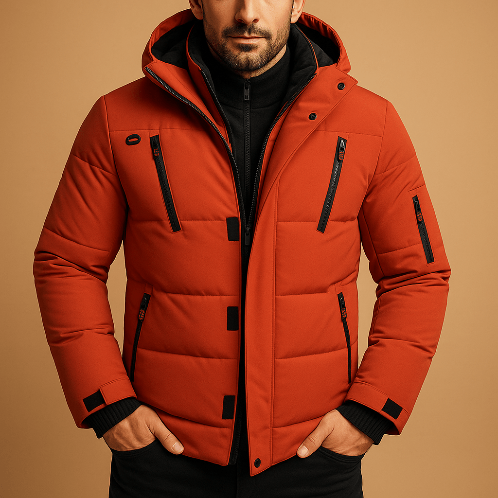 Men's Regular Fit Water-Resistant Winter Jacket with Hood