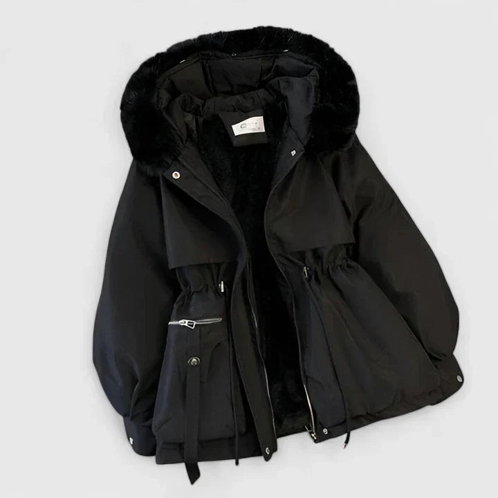 Women's Faux Fur Hooded Drawstring Parka