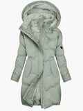 Women's Long Quilted Parka with Faux Fur-Lined Hood