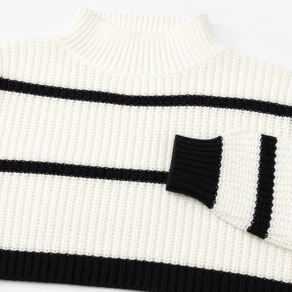 Women's Striped Mock Neck Sweater